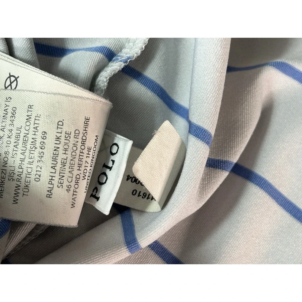 Polo Ralph Lauren Polo Shirt Men 2XL Blue Grey Striped Classic Short Sleeve Golf